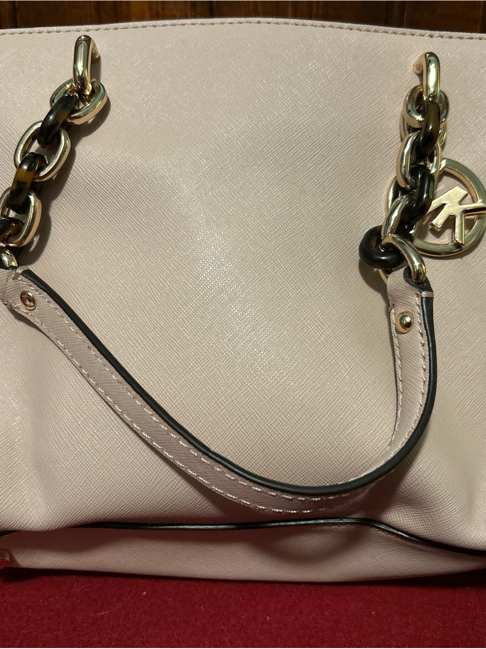 Michael Kors Light Pink Saffiano Leather Shoulder Bag with Gold Hardware